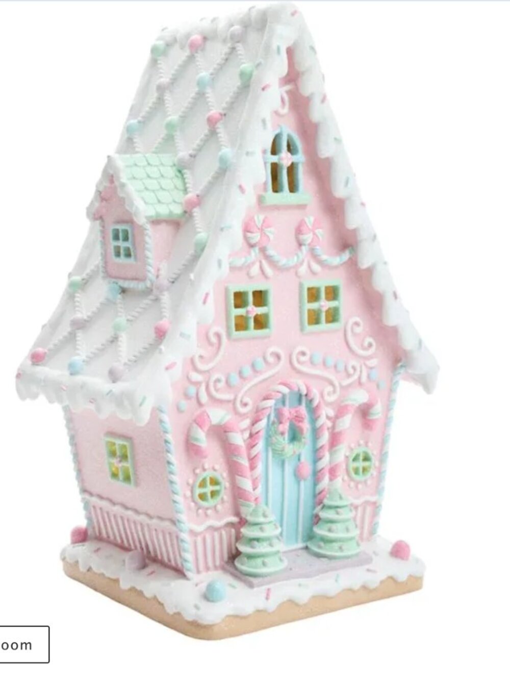 Christmas Holiday Pink LED Light Up Candy Gingerbread House 16" RARE New